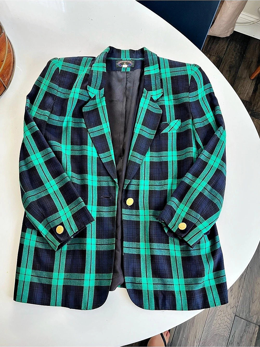Charter Club Plaid Blazer in Blue & Green Size 6 Like New